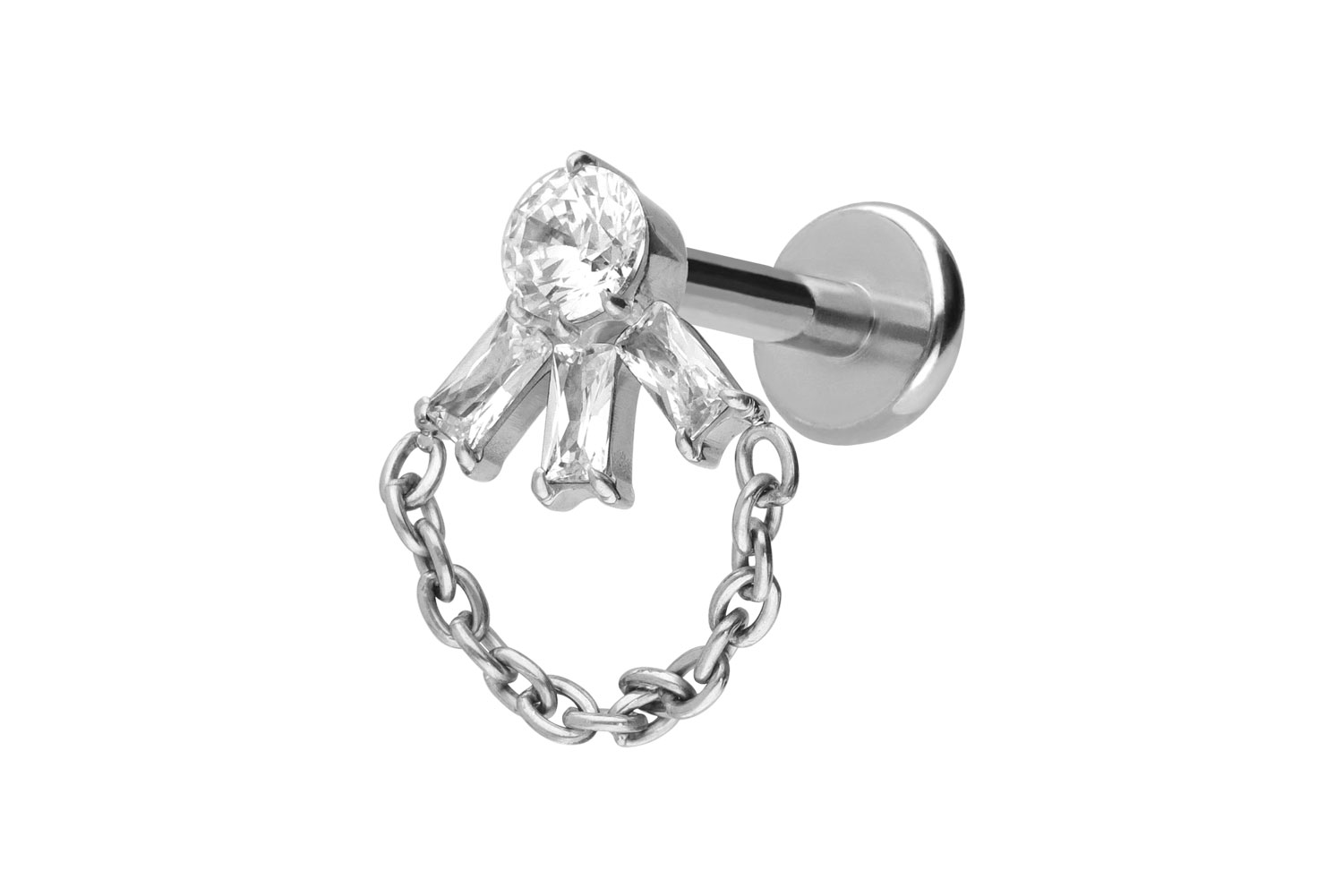 Titan Labret Piercing mit Push Fit LOTUSBLÜTE + KETTE